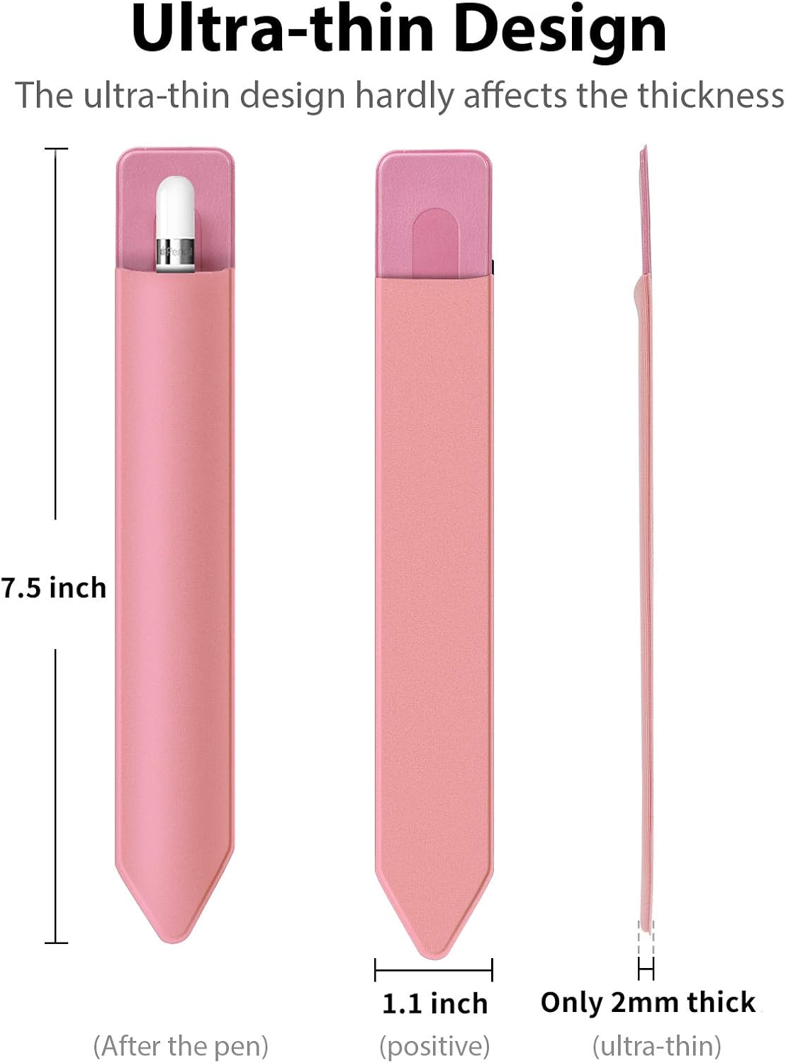 Doormoon Pencil Holder Compatible for iPad 2020/ Air/ 9.7 / Pro 10.5/12.9, Detachable Elastic Compatible for Apple Pencil 4th Gen Leather Sleeve Pocket Pouch, Pink Pink