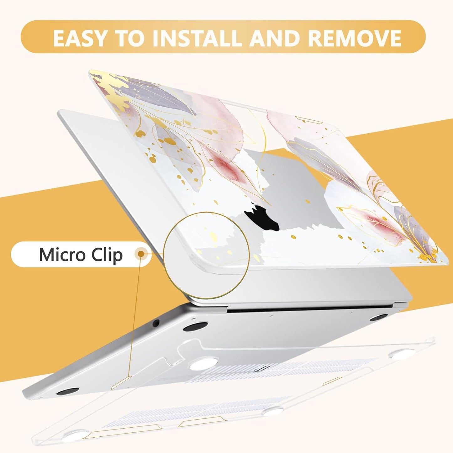 Compatible with MacBook Air 13.6 inch Case, M4 A3240/M3 A3113/M2 A2681 (Released 2025 to 2022), Hard Shell, Keyboard Cover, Screen Protector, Webcam Cover & Type-C Adapter, Vector Flower