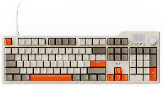 AJAZZ AK35I V3 104-Key Full Size Wired Gasket Mount Gaming Keyboard with Multimedia Buttons & Knob Control | Five Layer Pad | OEM Profile PBT Keycaps | White Backlit Custom Keyboard