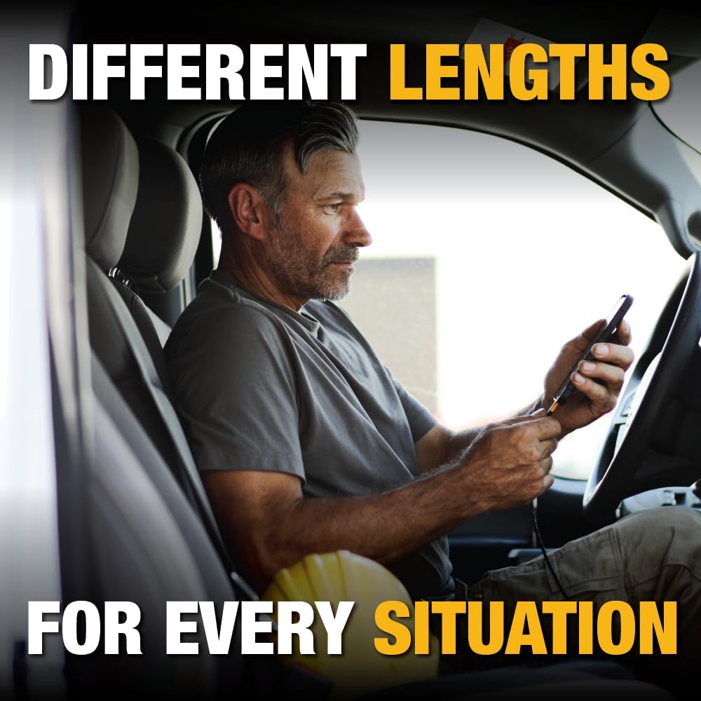 DEWALT Heavy Duty USB to Micro-USB Cable, Jobsite Micro USB Connector Cable, High Speed Charging Cord for Compatible Android Phones, Cameras, Legacy Devices, 6 ft (Black)