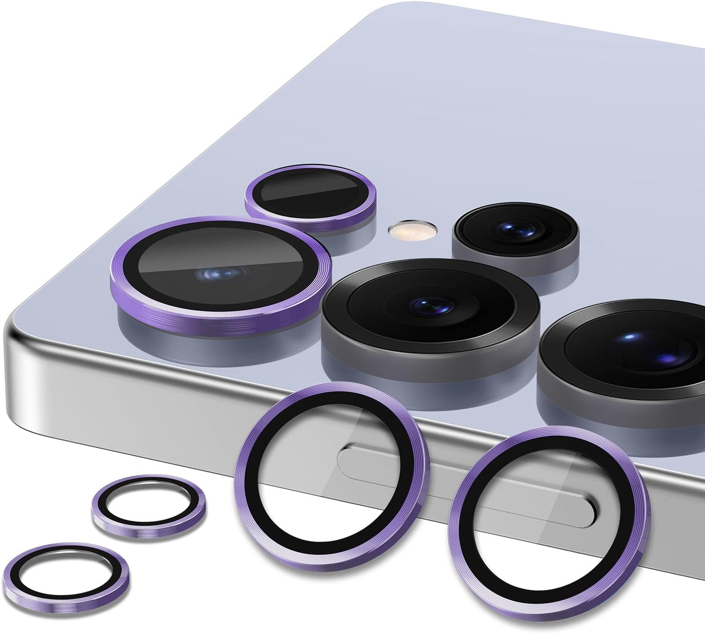 for Samsung Galaxy S25 Ultra Camera Lens Protector, Individual Metal Ring Tempered Glass Lens Cover, [Strong Adsorption] Scratch Resistant Ultra-Thin HD Clear Lens Cover, 1 Set-Purple