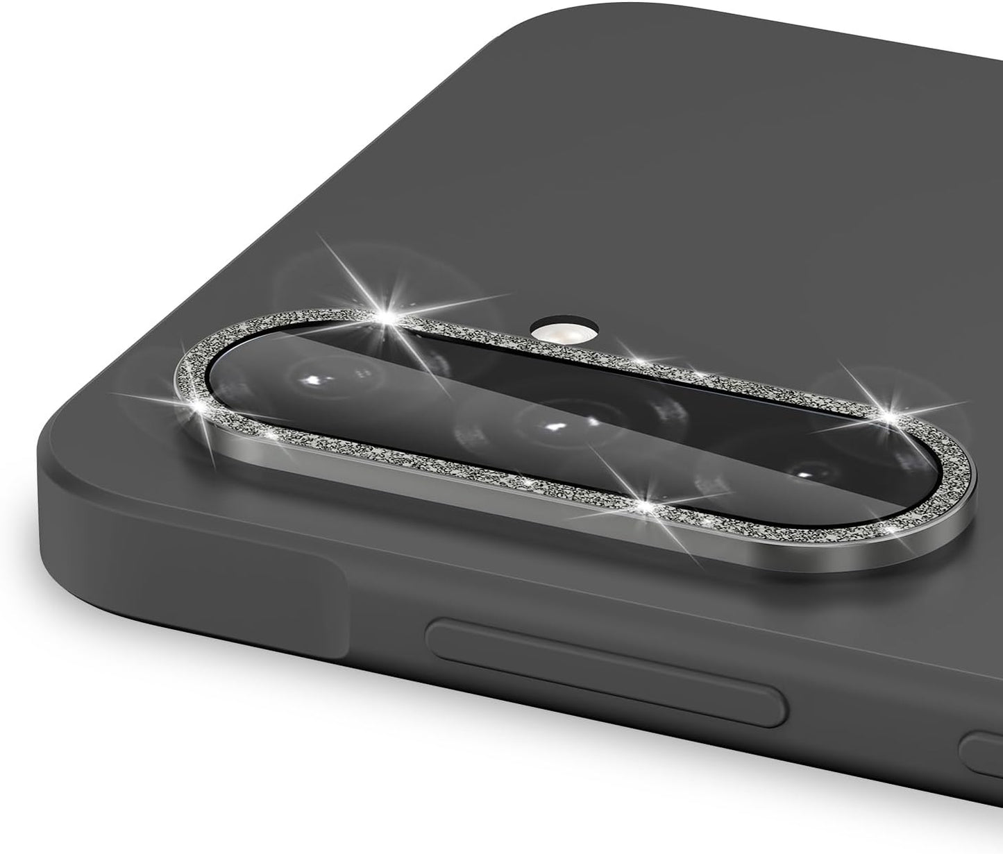 for Samsung Galaxy A26/A36/A56 Camera Lens Protector, Individual Metal Ring Tempered Glass Lens Cover, [Strong Adsorption] Scratch Resistant Ultra-Thin HD Clear Lens Cover, 1 Set-Black