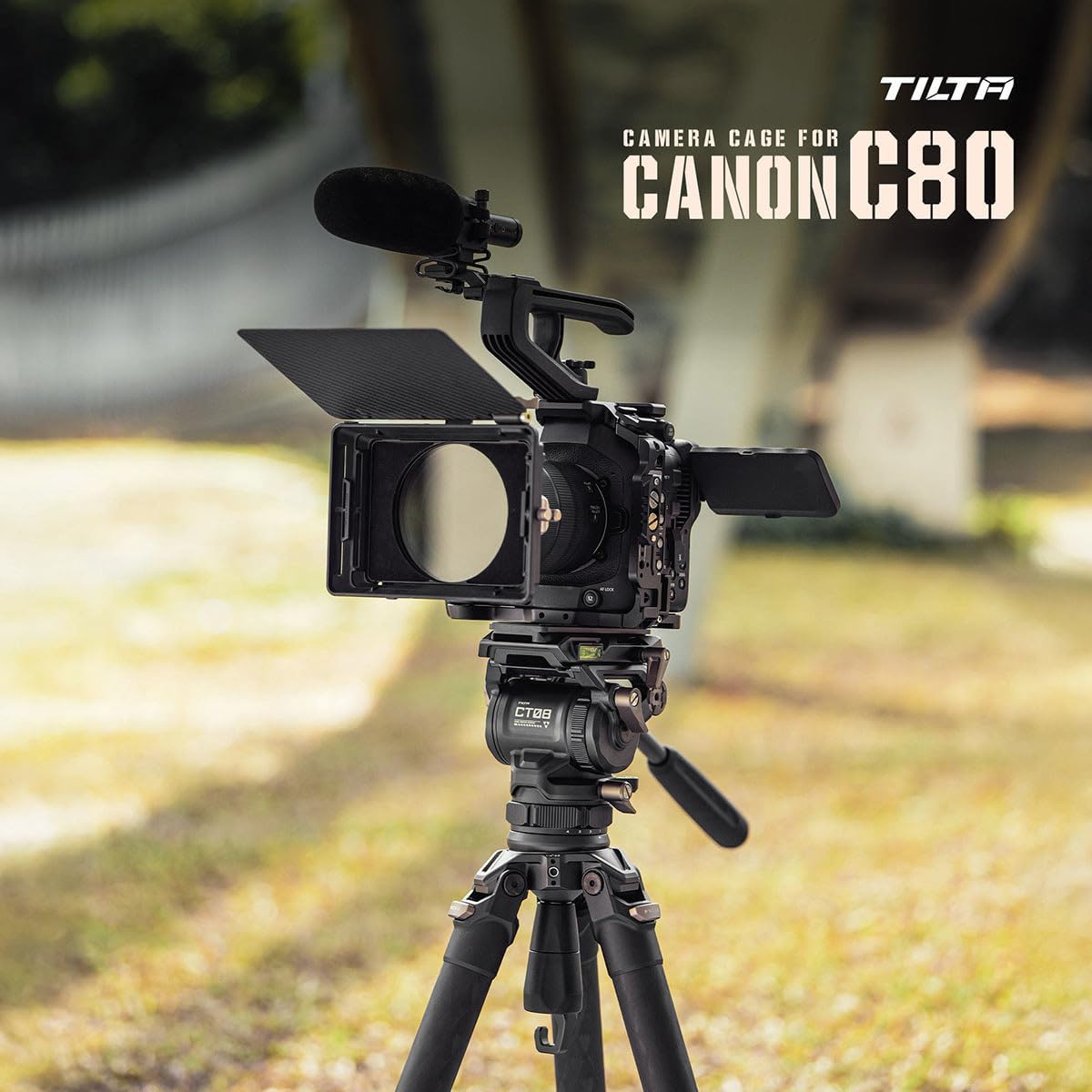 Tilta Camera Cage Compatible with Canon C80 Base Kit | Includes Top Plate, Side Arms, Bottom Plate, NATO Rail, HDMI Clamp & Cold Shoe Receiver | Custom Fit for C80 Body