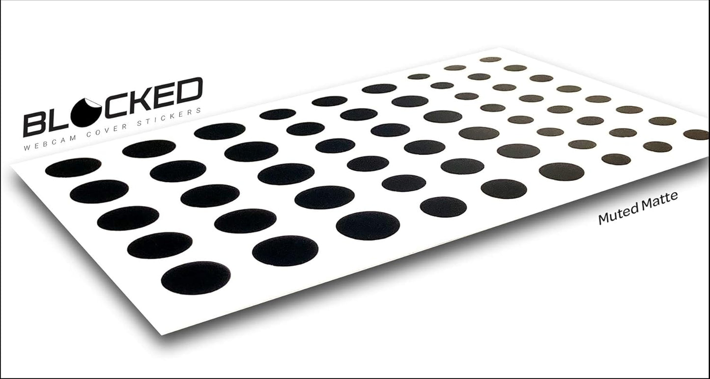 Stackable Webcam/Camera Vinyl Covers | 57 Low-Tack Restickable Webcam Sticker | 3-Sizes | Black 57-Pack (Muted Matte)