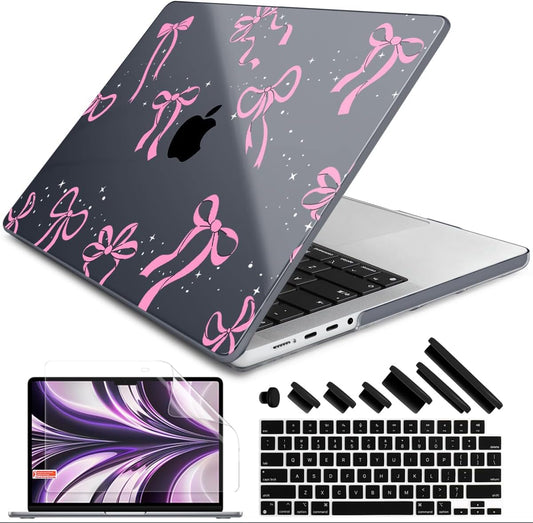 DONGKE for M4 MacBook Pro 16 Inch Case 2024 2023 2021 A3403 A3186 M3 A2991 M2 A2780 M1 A2485 Pro/Max Chip, Plastic Hard Shell Case & Keyboard Cover for Mac Pro 16 with Touch ID, Bows & Stars