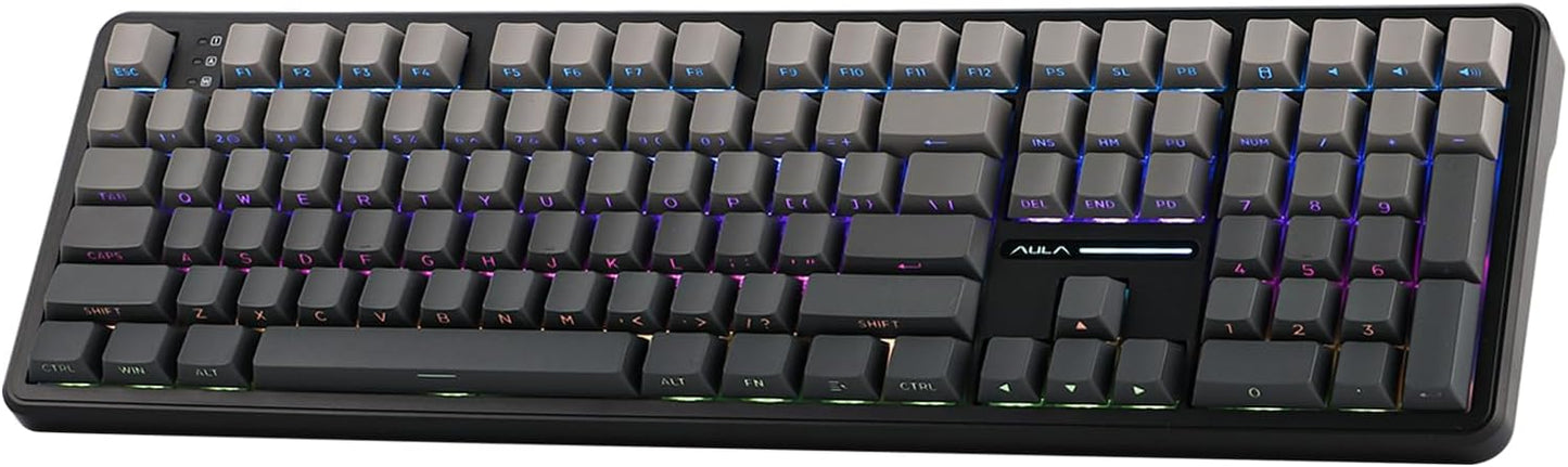 EPOMAKER Aula F108 Wireless Gaming Keyboard, Full Size Mechanical Keyboard with 4000mAh Battery, 108 Hot-Swappable and Programmable Keys, RGB Backlight, for Mac/PC/Android (Black Gradient)