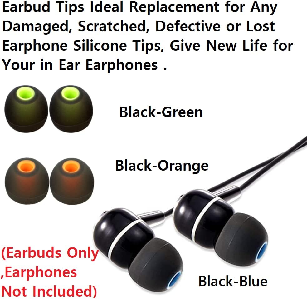 Earbud Silicone Ear Tips Replacement Earbuds Gels for Popular In-Ear Headphones Other Inner Hole 3.8mm - 5.1mm 9 Pairs S/M/L