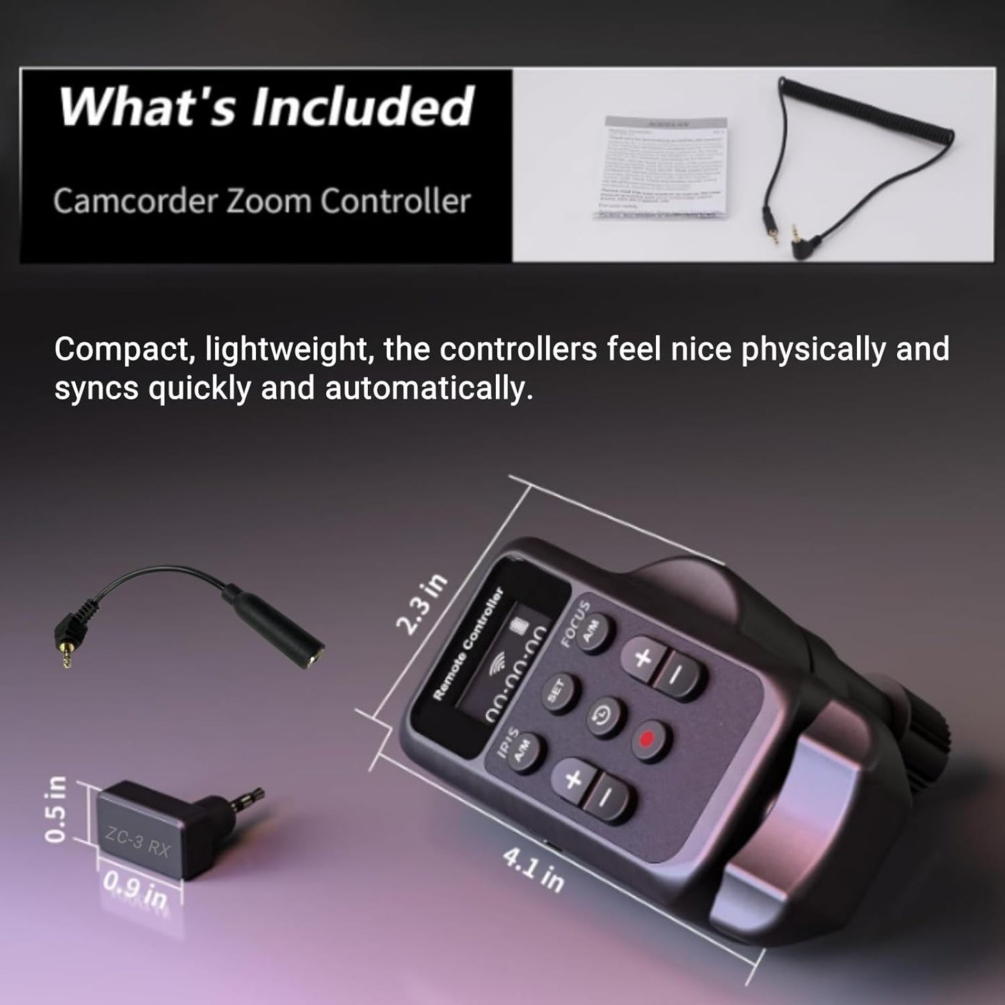 Wireless LANC Controller Camcorder Remote Control for Canon G70 XA11 XA50 XA55 XF405 G60 G26 for Sony Z150 NX100 NX70 NX80 NX3 NX200 Zoom Controller for LANC or Remote Jack (2.5 mm)