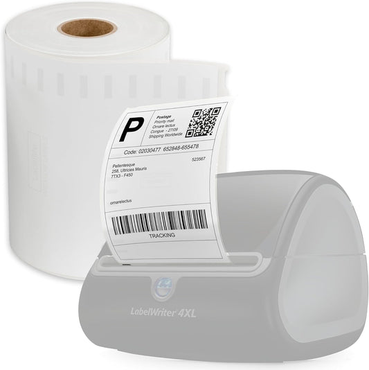 4x6 Thermal Labels Roll - Compatible with Dymo 4XL or Rollo 4x6, Perforated Strong Adhesive, Replaces Dymo 1744907, 250 Per Roll