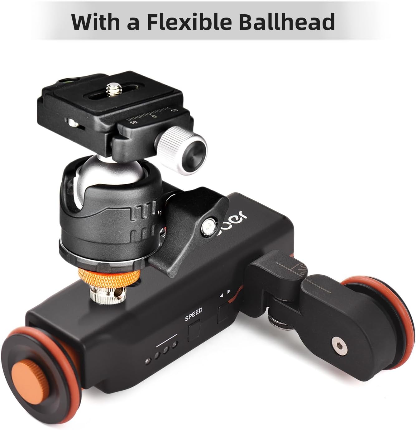 Andoer Video Camera Dolly with Ballhead & Phone Holder, 3-Speed Motorized Auto Track Dolly Car with Remote Control - Compatible with iPhone, DSLR, Camcorder, Gopro, Insta, Android Smartphone