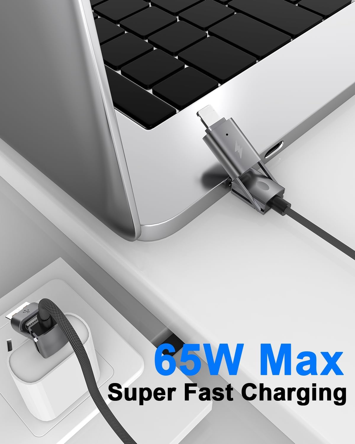 4 in 1 USB C Cable, 2Pack 6FT Round Braided Multi Fast Charging Cable, PD 65W 27W, 480Mbps Data Transfer, Compatible with iPhone/iPad/Samsung/MacBook