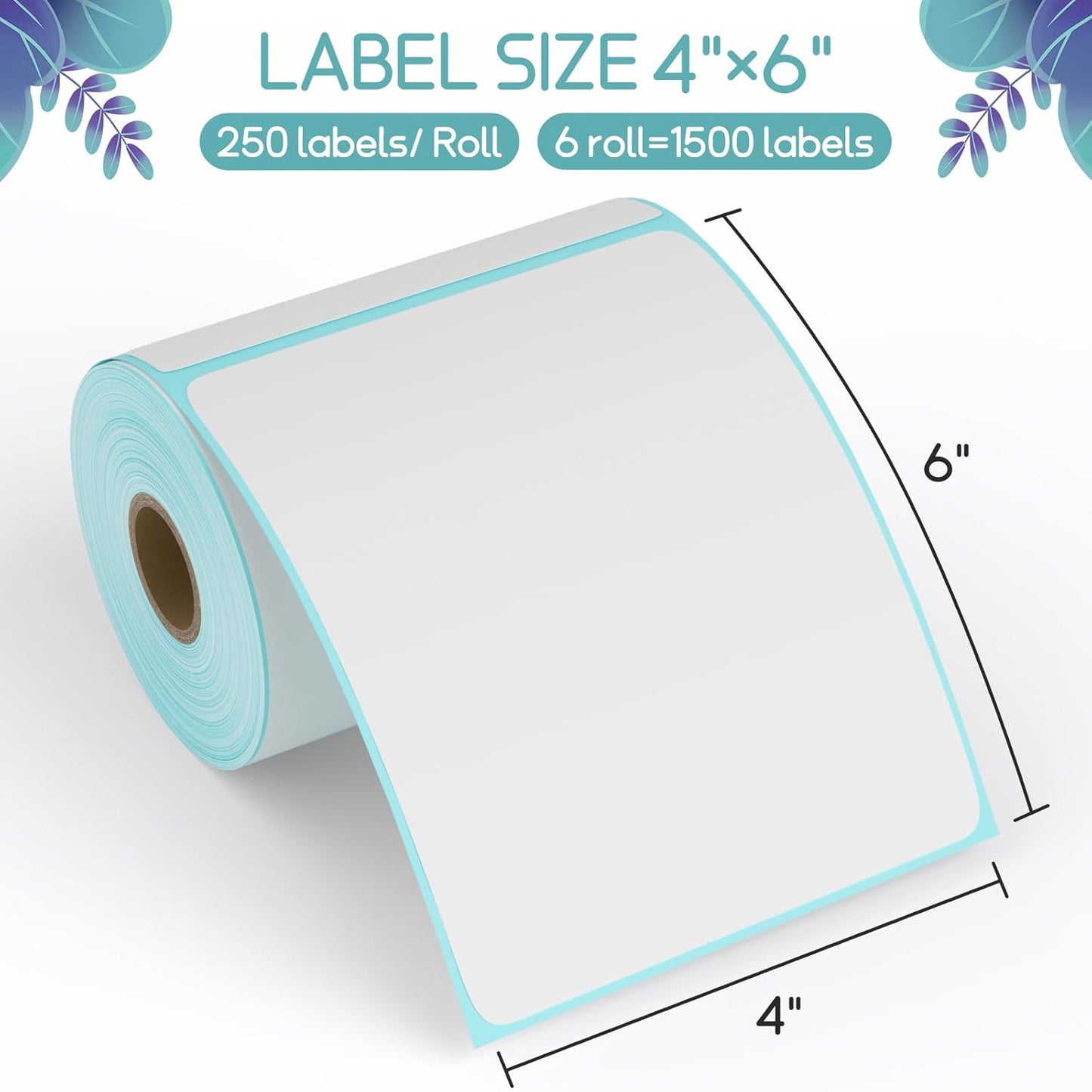 FungLam 4'6' Thermal Shipping Labels - Compatible with Rollo, Munbyn, Zebra, iDPRT, JADENS - 250 Labels/Roll, 6 Rolls