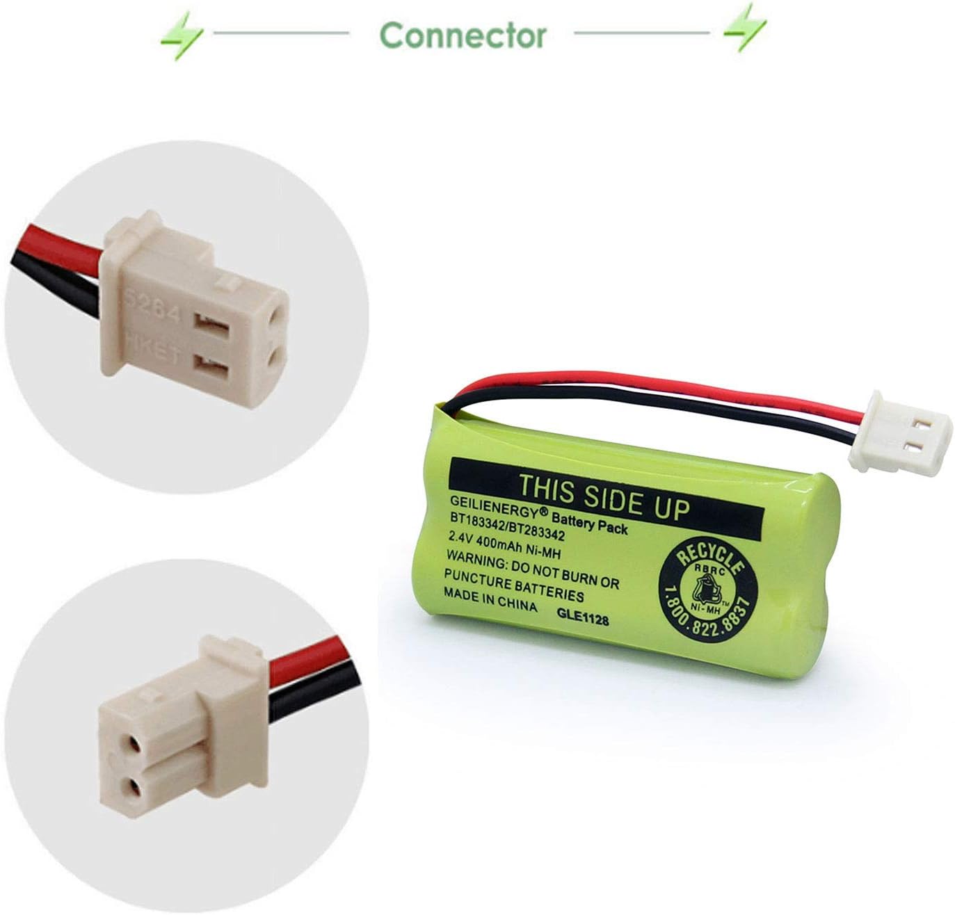 GEILIENERGY BT162342 BT262342 Battery Compatible with BT183342 BT283342 BT166342 BT266342 Vtech CS6114 CS6419 CS6719 with AT&T EL52300 CL80112 CS6719-2 Cordless Handsets (Pack of 4)