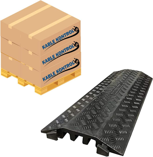 Kable Kontrol Drop Over Floor Cord Cover – 40” Inch Long 3 Channel Cable or Wire Protector – 5 Pcs Bulk Pack - Rubber Ramp for Indoor and Outdoor Use – Black