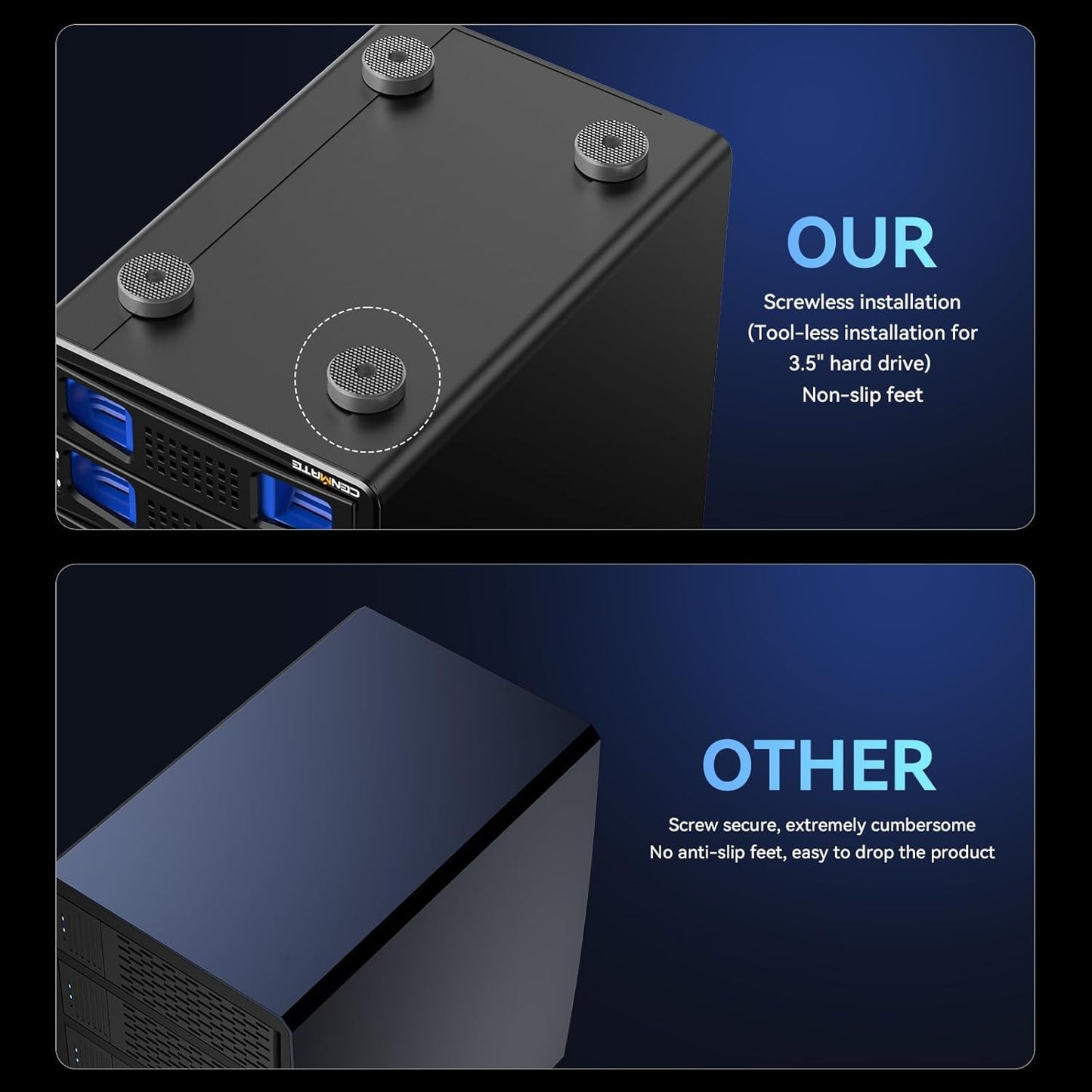 Aluminum 8 Bay 10Gbps Hard Drive Enclosure with Cooling Fan for 2.5“/3.5" SATA HDD/SSD with USB A/C 3.2 Gen 2, Support Hot Swappable, Daisy Chain Expansion, Tool-Free, DAS(NO RAID/NAS)