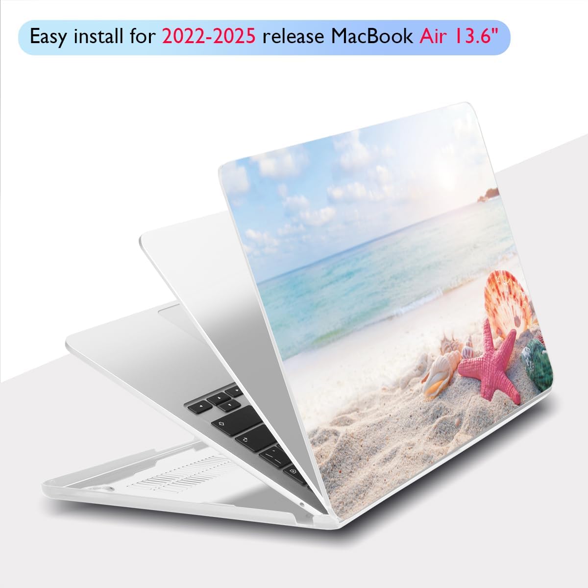 Teryeefi for MacBook Air 13.6 inch Case A3240 A3113 A2681 (2025 2024 2023 2022 Release), Protective Plastic Hard Shell Cover & Keyboard Cover for MacBook Air 13 M2 M3 M4 13 inch, Summer Beach