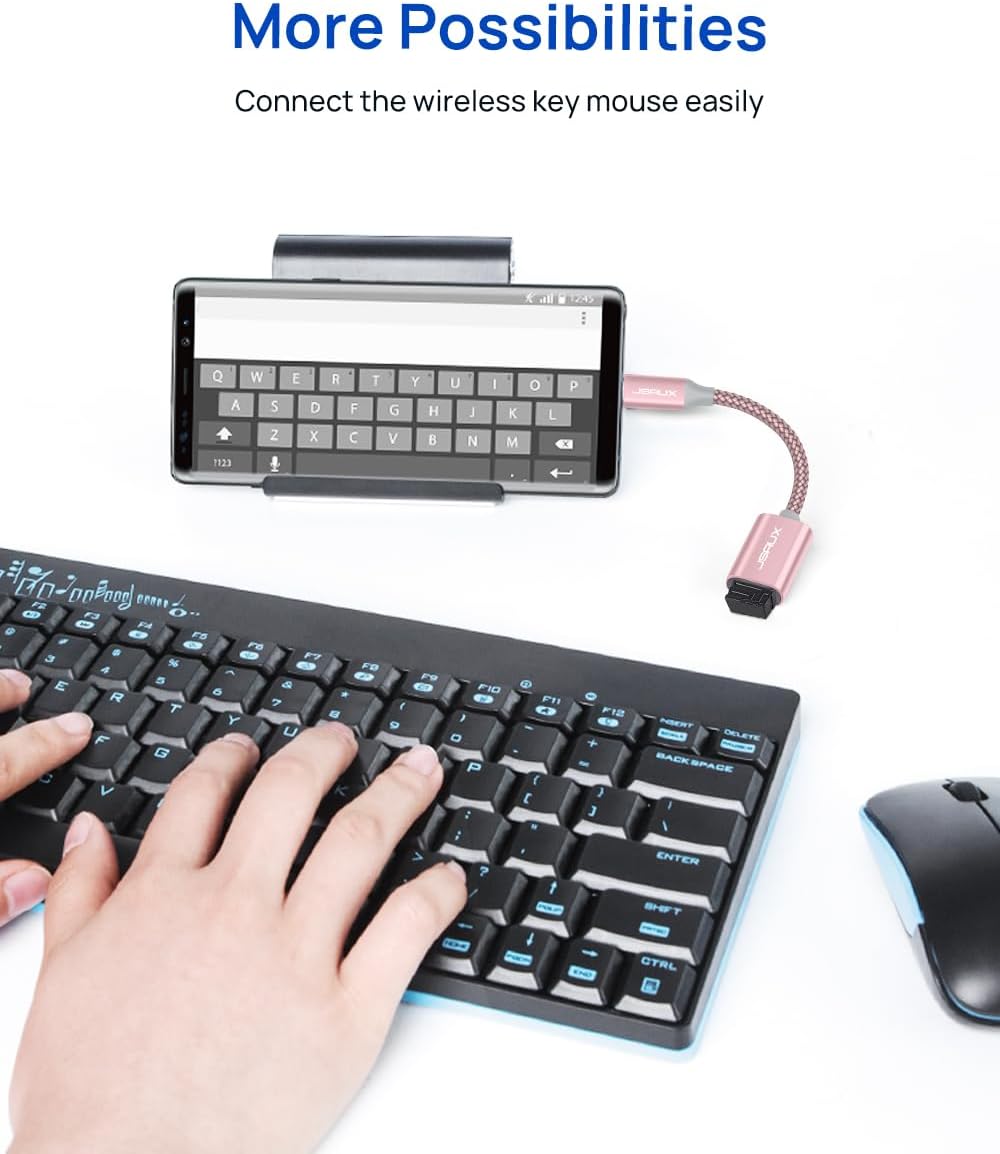 JSAUX USB C to USB 3.0 Adapter [2 Pack], Type C Male to USB Female OTG Cable Compatible with MacBook Pro/Air, iPhone 16 Pro Max/16 Plus/16e/16/15, Samsung Galaxy S25/S24/S23S/22-Pink