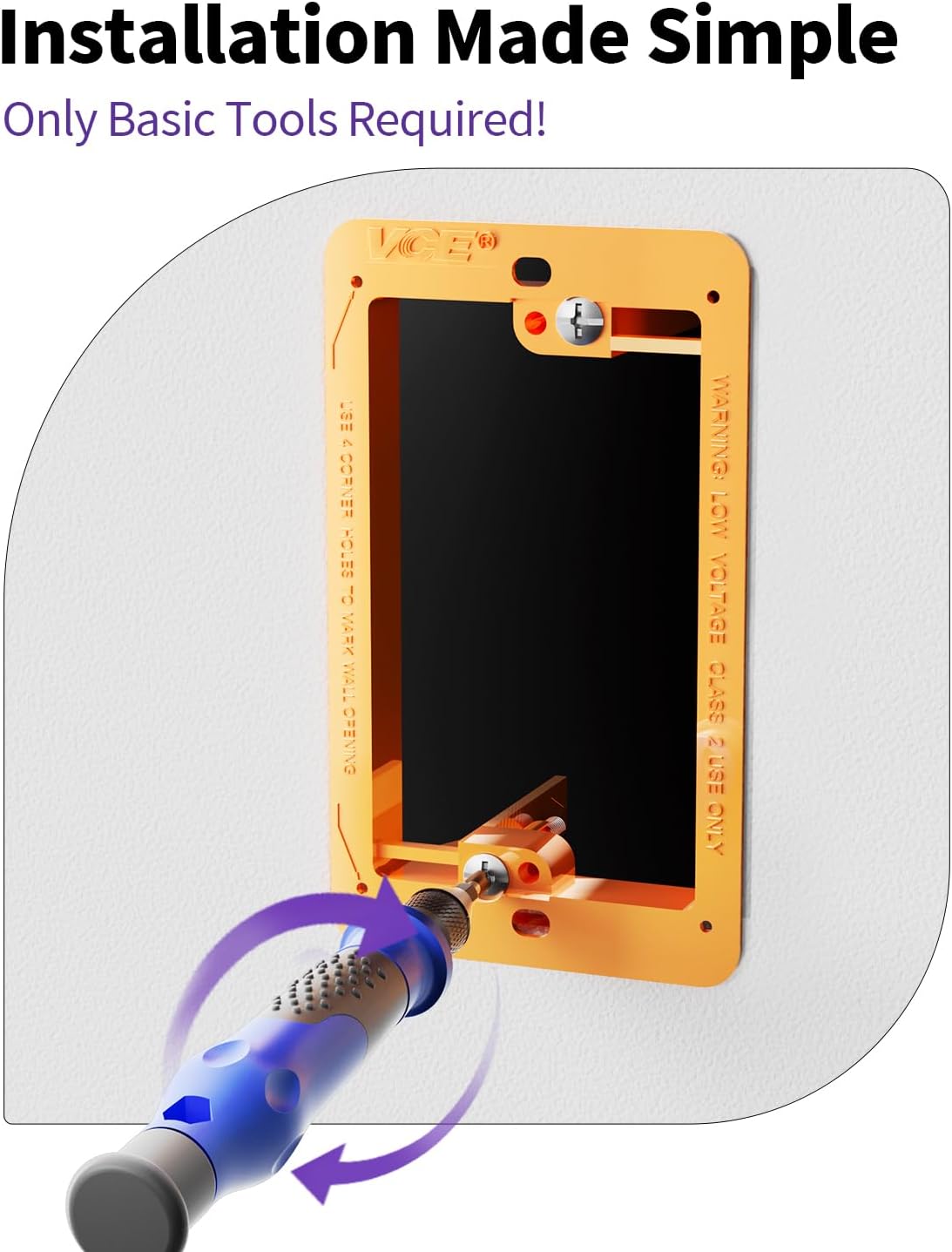 VCE Low Voltage Mounting Bracket Single Gang Wall Plate, Flush Low Voltage Box for Network, HDMI, Coaxial, Speaker, Telephone Cables, Orange, 5 Pack