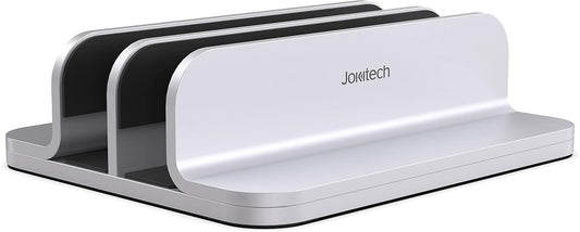 Double Aluminum Laptop Vertical Stand Organizer, Sturdy Notebook Computer Holder Stand Compatible with New Liquid Retina XDR Apple MacBook Air/Pro, Mac mini, Apple TV and iPad Pro - Silver