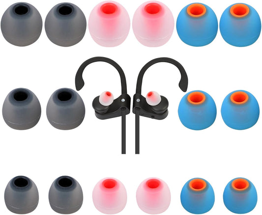 Earbud Tips Ear Bud Tips Soft Anti Slip Washable and Reusable Silicone Replacement Earbud Tips Fit Most in-Ear Earbuds(Inner Hole 3.8mm -5.1mm) 18pcs S M L