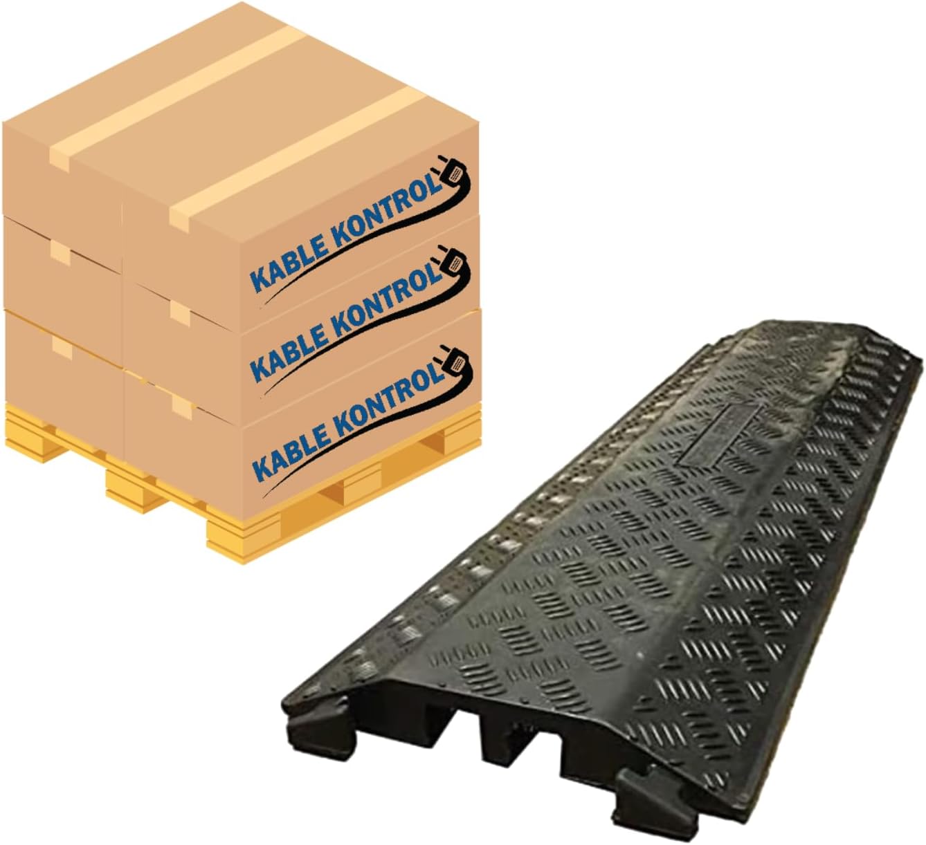 Kable Kontrol Drop Over Floor Cord Cover – 40” Inch Long 2 Channel Cable or Wire Protector – 10 Pcs Bulk Pack - Rubber Ramp for Indoor and Outdoor Use – Black