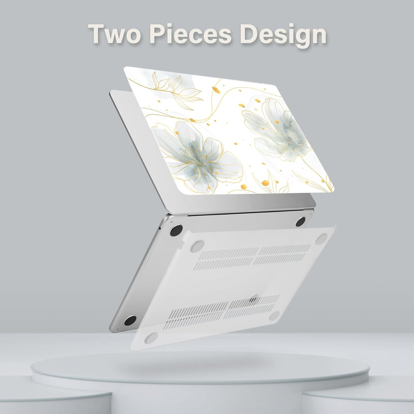 MOSISO Compatible with MacBook Air 13 inch Case 2025 2024 2023 2022 M4 A3240 M3 A3113 M2 A2681, Ink Petals Plastic Hard Shell&Keyboard Cover&Screen Protector for MacBook Air 13.6 inch Case, Green