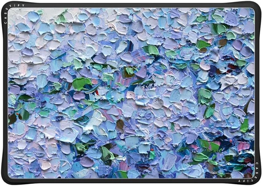 CASETiFY Impact MacBook Air 15" (M2-M4) Case [Cushioned Impact Corners/Scratch-Resistant/Anti-Slip Grip] - Nantucket Blue Hydrangeas - Clear Black