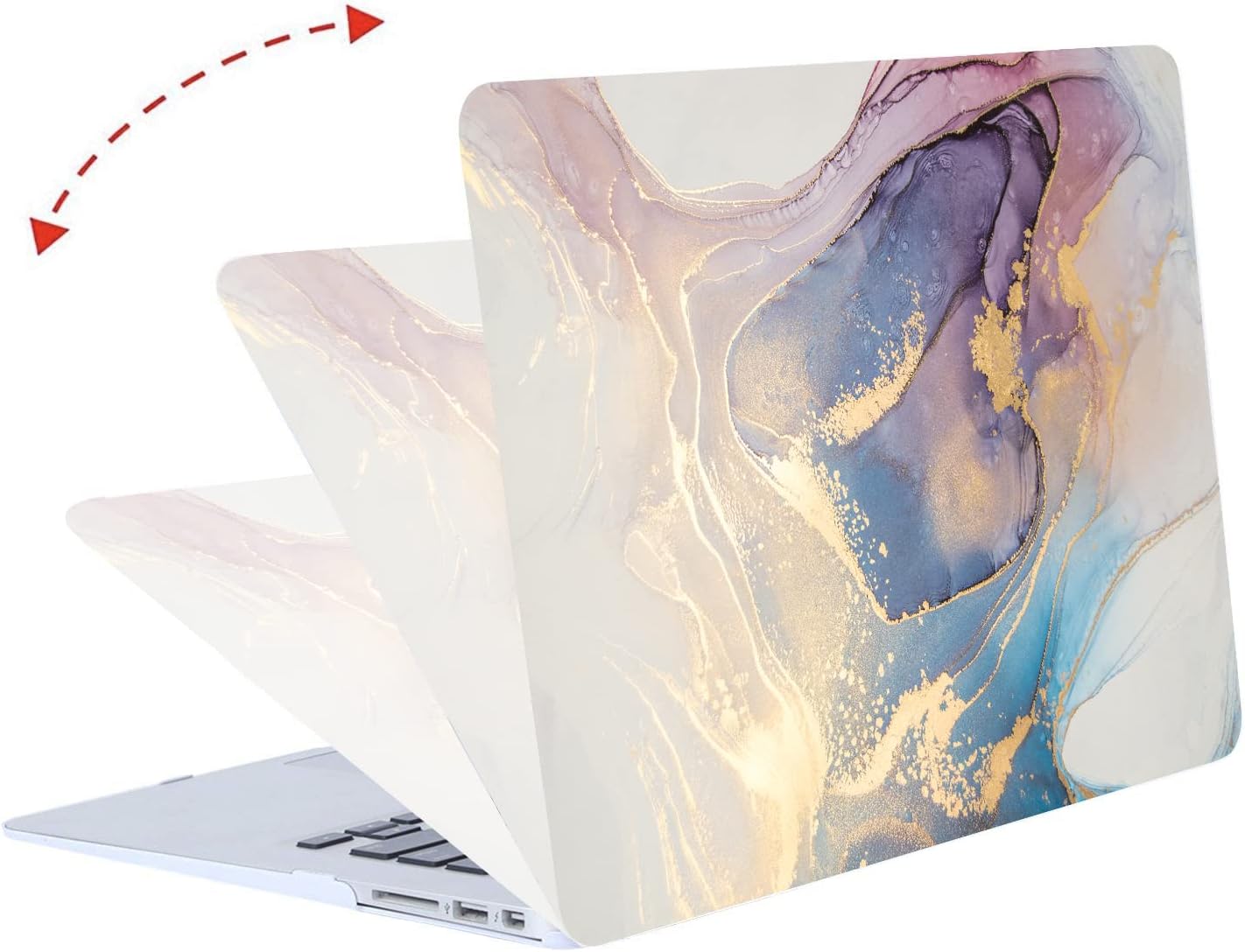 LanBaiLan Compatible for MacBook Pro 13 inch with Touch Bar 2020 2019 2018 2017 2016 Release M1 A2338 A2289 A2251 A2159 A1989 A1706 A1708, Laptop Hardshell Case and Keyboard Cover, Colorful Marble