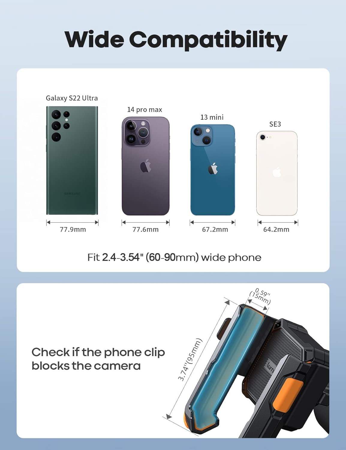 Lamicall Motorcycle Phone Mount Holder - [Camera Friendly] [1s Lock] Bike Phone Holder Handlebar Clamp, Bicycle Scooter Phone Clip, for iPhone 16 Pro Max, 15 14 13, Galaxy, 4.7-7" Phones, Orange