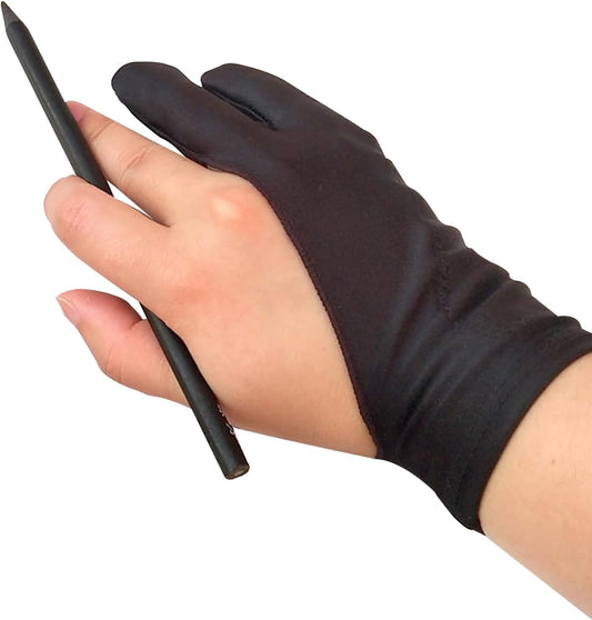 Drawing Glove for Digital Tablet and Sketching – by MMOBIEL – Model A 2-Finger Palm Rejection Artist Glove – Medium Size – Right and Left Hand Use