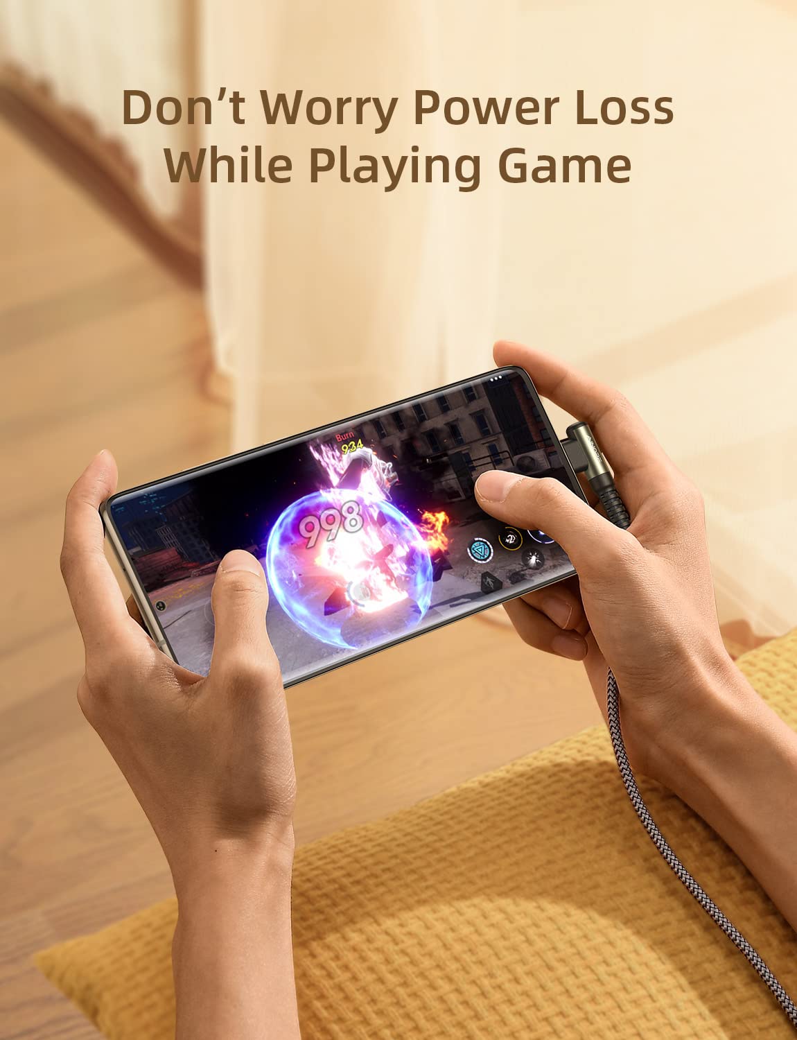 AINOPE USB C Charging Cable (3-Pack, 3.3ft/6.6ft/10ft) 3.1A Fast Charging Right Angle USB Type C Cable, Resistant Nylon Braided USB Cable Compatible Galaxy S10 S9 S8 Plus S21, Note 10 9 8, LG V30