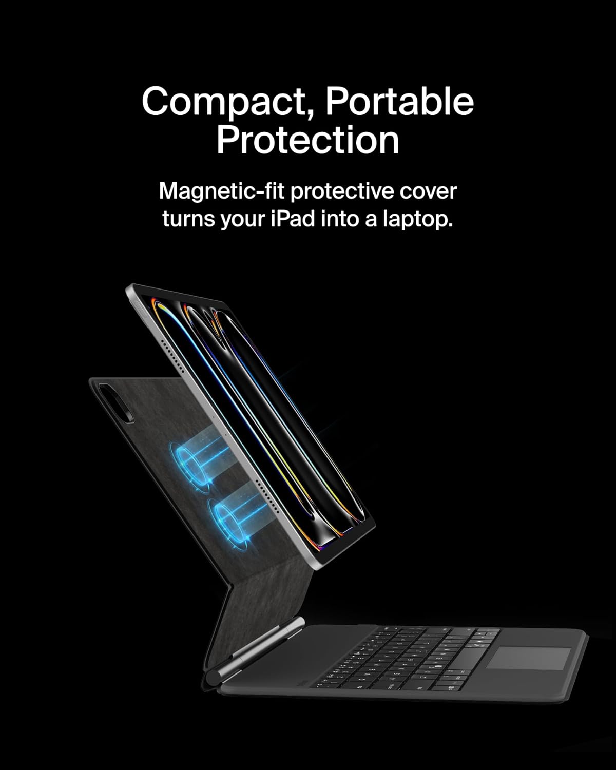 Belkin Pro Keyboard Case w/Magnetic Stand, Backlit Bluetooth Keyboard, Multi-Gesture Controls, Magnetic Apple Pencil Storage Compatibility, & Multimedia Keys for iPad Pro 13" (M4) - Black