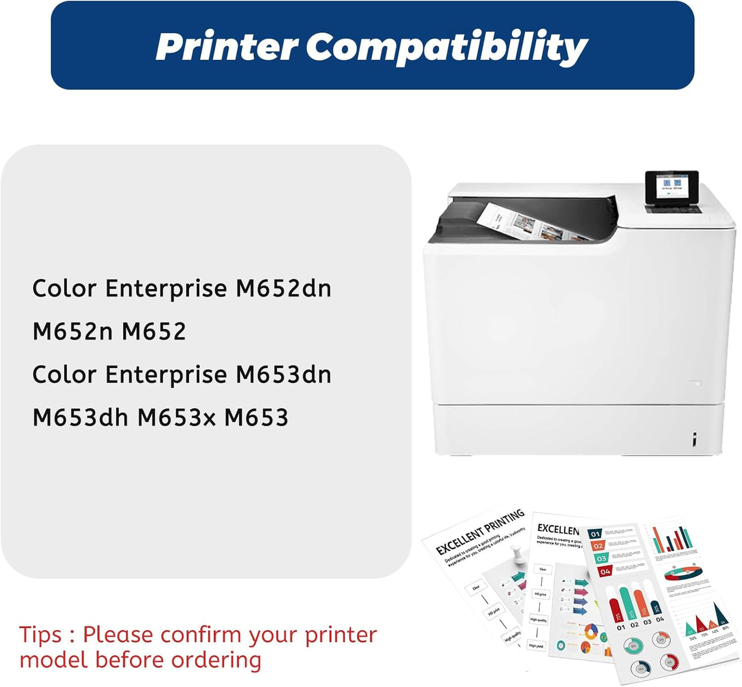 655A Toner Cartridge,Replacement for HP 655 A CF450A for HP Color Laserjet Enterprise M652 M653 M652n M652 M653dn M653x M653,Black Cyan Yellow Magenta,4 Pack
