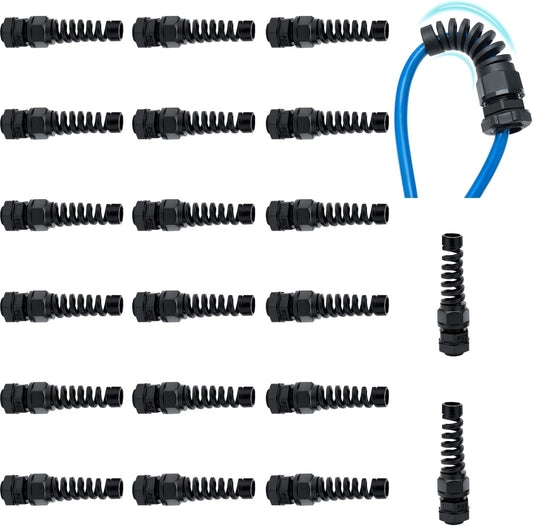 20 Pcs Waterproof Cable Gland, PG7 Thread(3-6.5mm), Made of PA66 Material,waterproof wire grommet Strain Relief Cord Connectors,Suitable for Various Electrical Installations