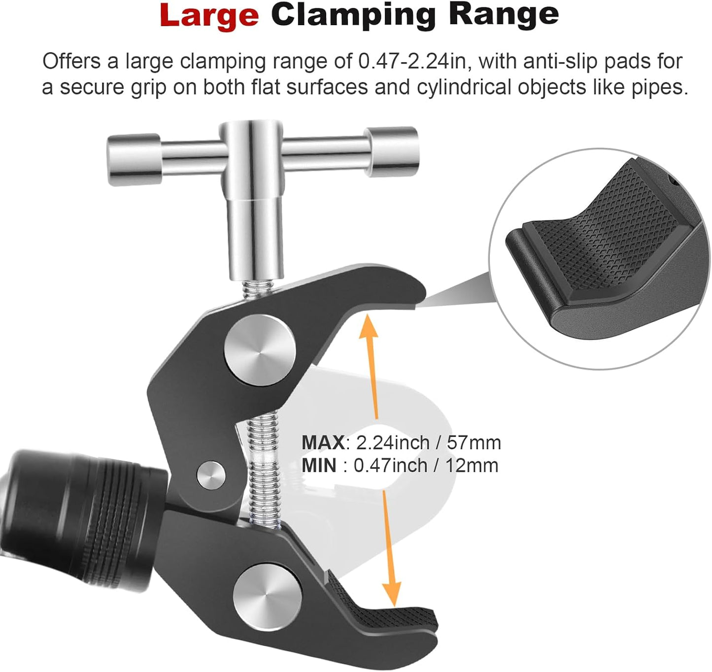 Super Clamp Camera Mount with 360° Mini Ball Head, Aluminum Desk Tube Crab Clamp for Monitor/Light/Mic, Bike/Motorcycle Handlebar Mount for Go Pro/Insta360/DJI Action Camera (SY012)