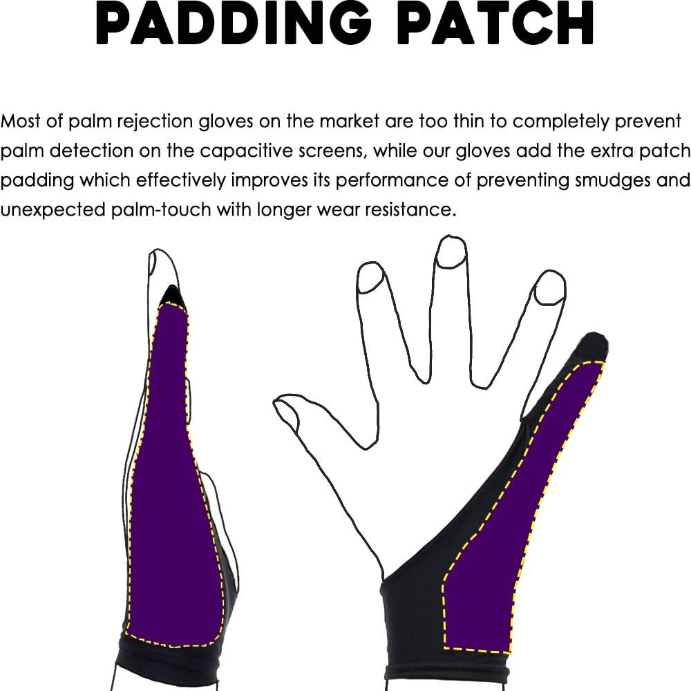 AKX Artist Glove Medium - 2 Pack Palm Rejection Drawing Gloves for Graphic Tablet, iPad - Smudge Guard, Reduce Friction, 1-Finger, Elastic Lycra, Good for Left and Right Hand, Black | AK-01