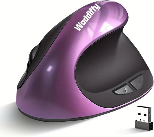 Ergonomic Mouse Wireless, Vertical Mouse Right Handed Small Mouse with 6 Buttons 1000/1200/1600 for Laptop,Desktop,PC, MacBook（Purple AA）