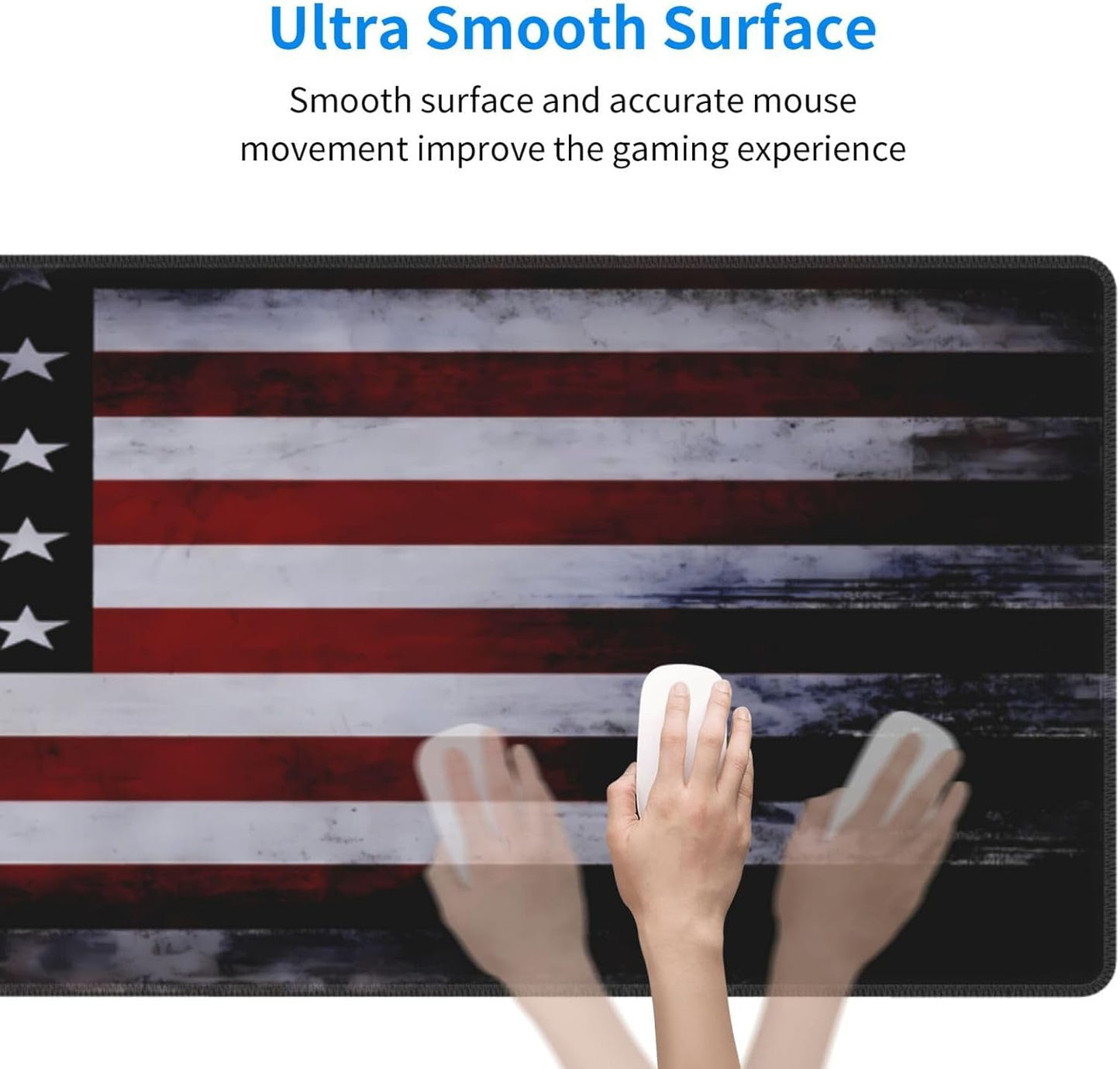 Gaming Mouse Pad American Flag Mouse Mat Non-Slip Rubber Carpet Pad for Computer Keyboard & Gaming Accessories 31.5×11.8 Inches