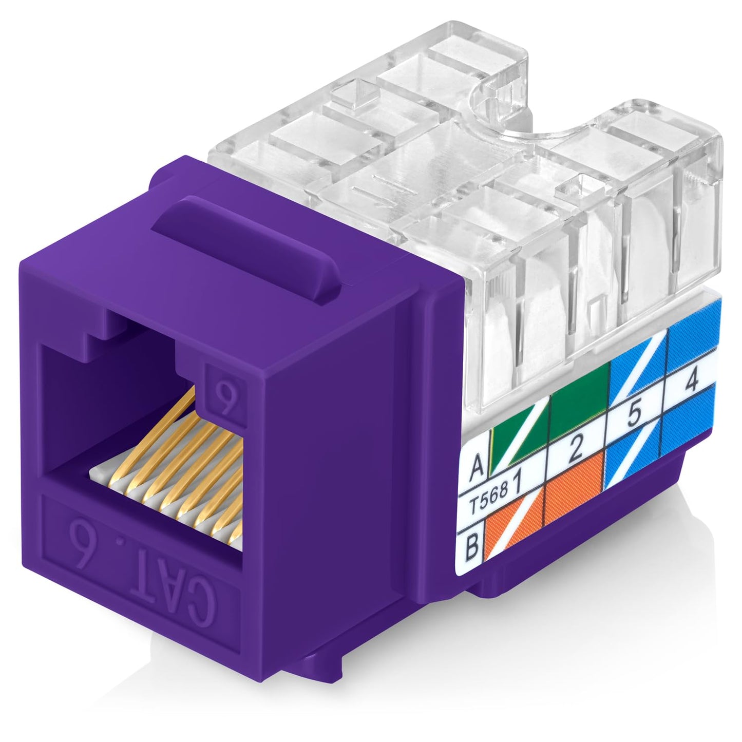 Everest 90° Angled RJ45 Cat6 Keystone Jacks 50-Pack in Purple - Slim Profile Female RJ45 Connectors - Cat 6 Keystone Jack - Compatible with 90° Angled Speed Termination Tool - easyJACK (B094WB91H3)