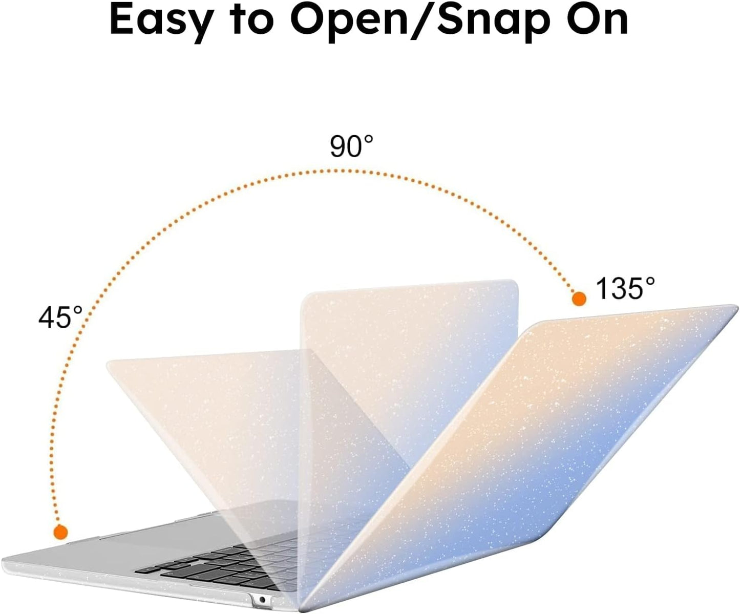 iCasso for MacBook Air 13 inch Case 2025 2024-2022 Release M4 A3240 M3 A3113 A2681 M2 with Liquid Retina Display, Hard Plastic Shell for Mac Air 13.6, Keyboard Cover&Screen Protector, Glitter Gradient