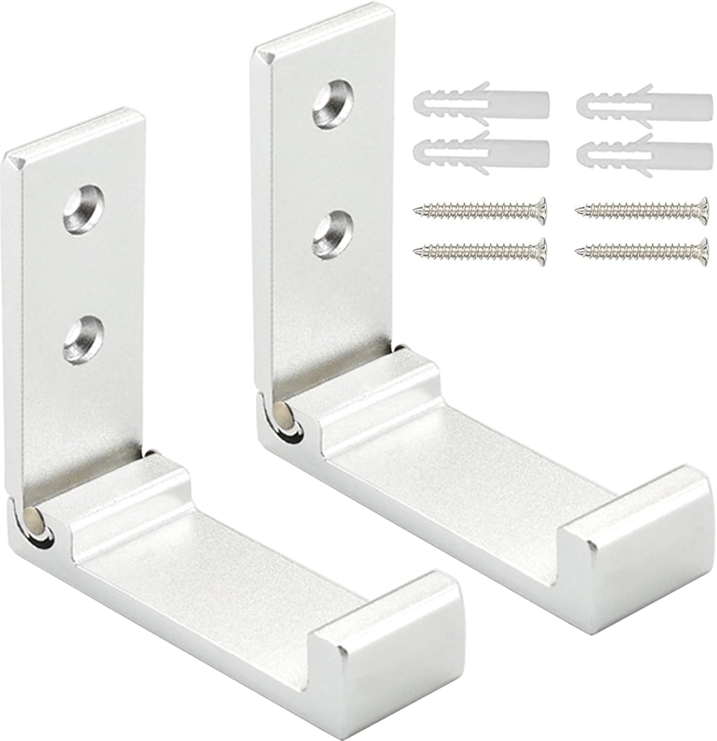 Folding Coat Hooks, Foldable Wall Hooks for Hanging Aluminum Alloy Cloth Hanger Coat Hanger Headphones Holder Headset Wall Hanger Hook- Pack of 2 (Silver)