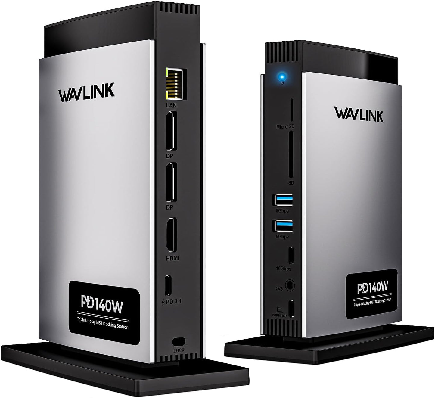 WAVLINK Laptop Docking Station 3 Monitors(Max Resolution: Single 8K or Triple 4K), 11-in-1 USB C Docking Station with 125W PD3.1 Pass-Through & Power Adapter, HDMI + 2* DP, for MacBook M1–M4 & Windows