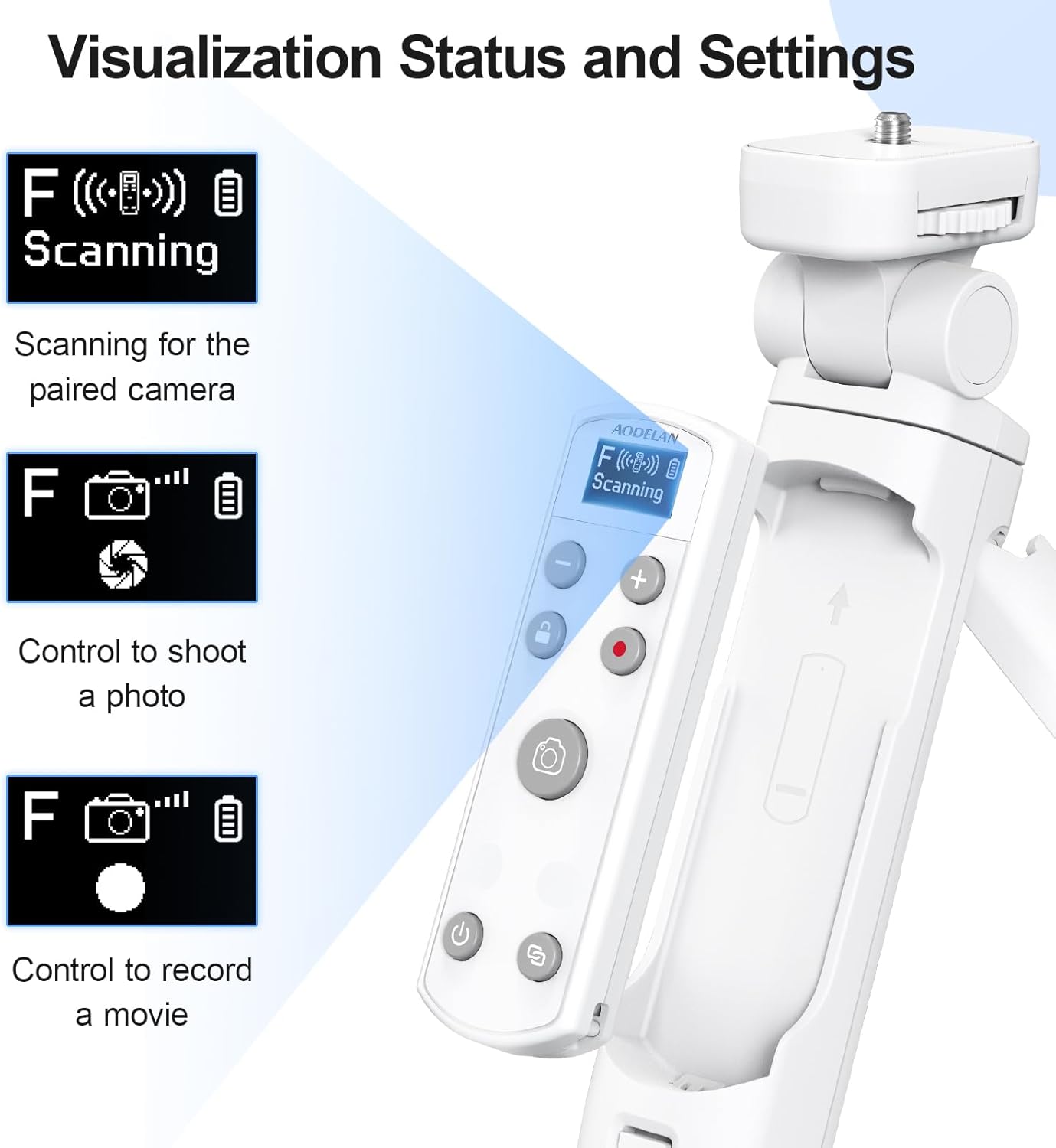 AODELAN for Fujifilm Camera Tripod with Rechargeable Wireless Shutter Release,Shooting Grip Remote Control Handle for Fuji X-T3,X-T4,X-T5,X-T30,X-T30 II,X-T50,X-H2,X-H2S,X-S10,X-S20,X100 VI,X-M5
