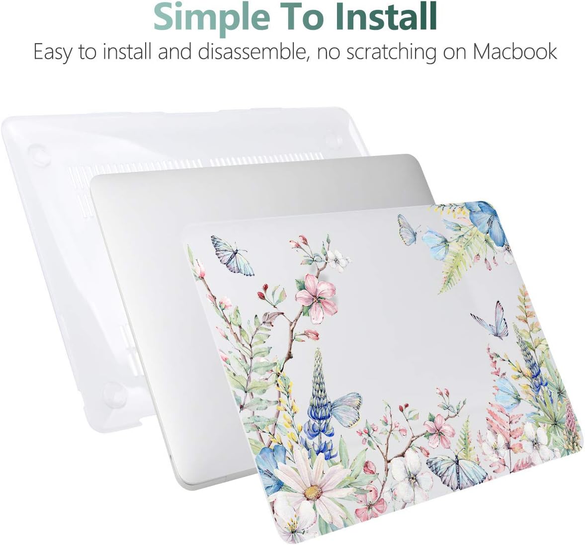 Batianda Case for MacBook Air 13 Inch M1 2020 2019 2018 Release Model A2337 A2179 A1932 with Retina & Touch ID, Floral Series Hard Shell Cover with Keyboard Cover & Screen Protector,Elegant Flowers