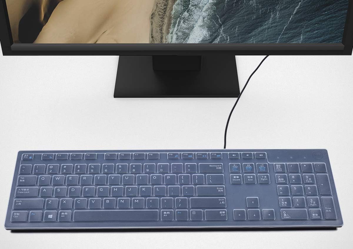 Keyboard Cover for Dell KB216 KB216b KB216t KB216d KB216p Wired & KM636 & Dell Optiplex 5250 3050 3240 5460 7450 7050 & Dell Inspiron AIO 3475/3670/3477 All-in one Desktop Keyboard Protector -Clear