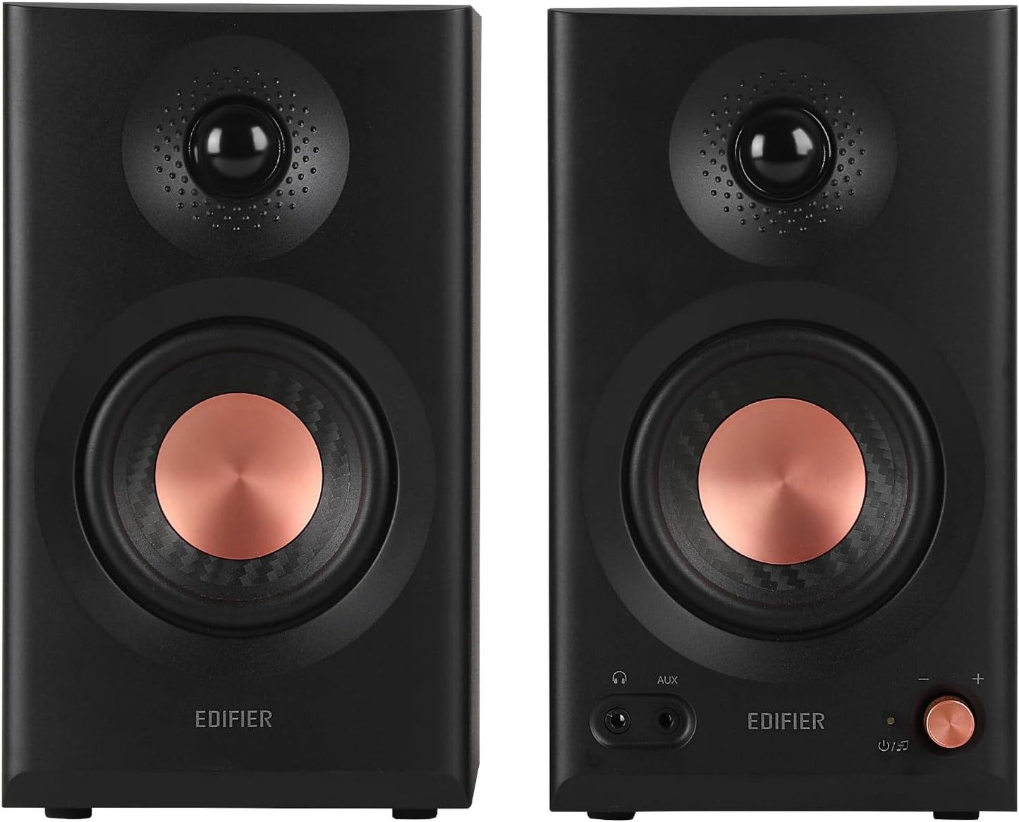Edifier MR3 Powered Studio Monitor Speakers, Hi-Res Audio Certified Bluetooth V5.4 Active Bookshelf Loudspeakers, 2.0 Computer Speaker with Headphone Output RCA AUX Balanced TRS Input - Black (Pair)