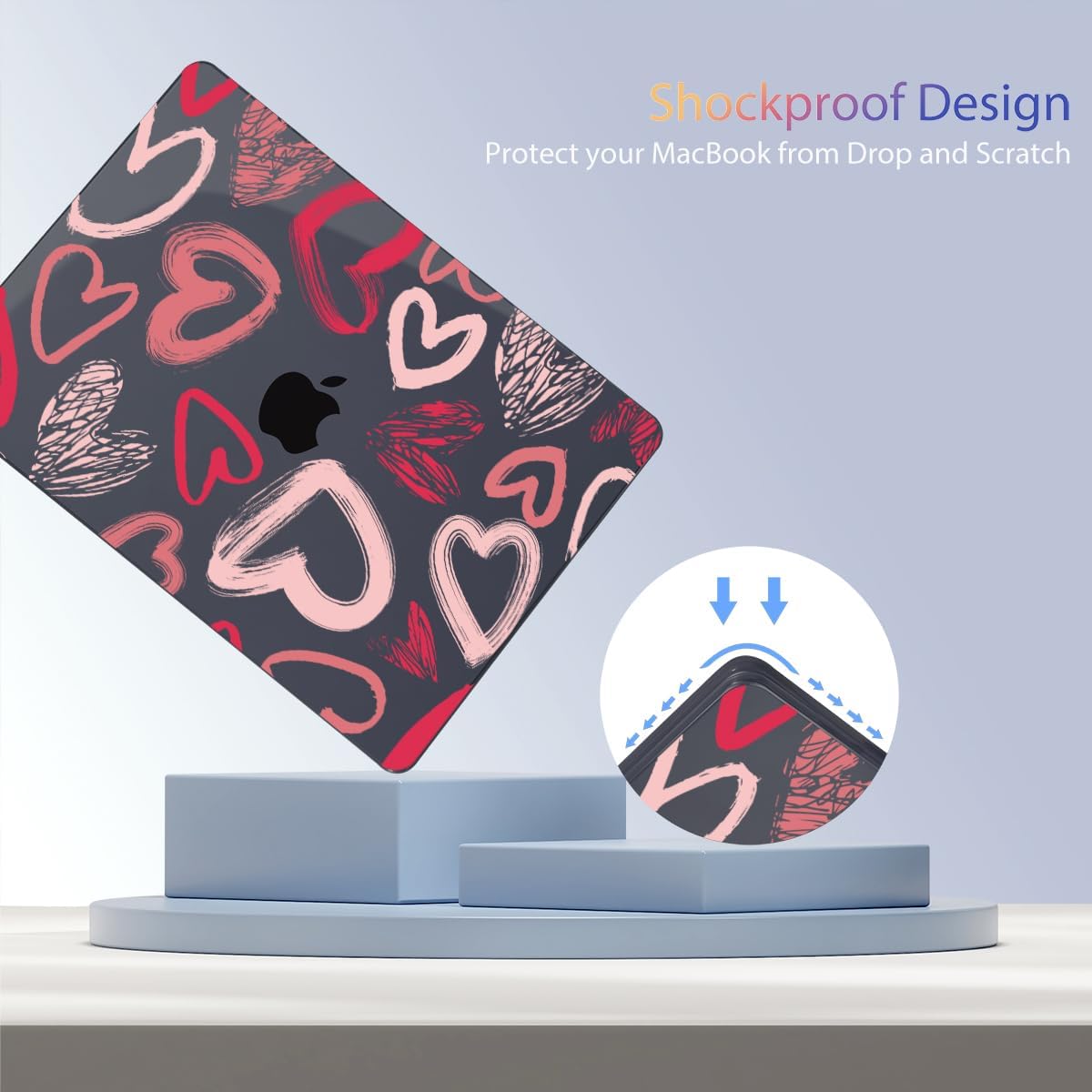 Teryeefi for MacBook Air M4 M3 M2 13 inch Case 2025 2024-2022 Release Fits Model A3240 A3113 A2681, Protective Plastic Hard Shell Cover for MacBook Air 13.6 inch, Heart A002