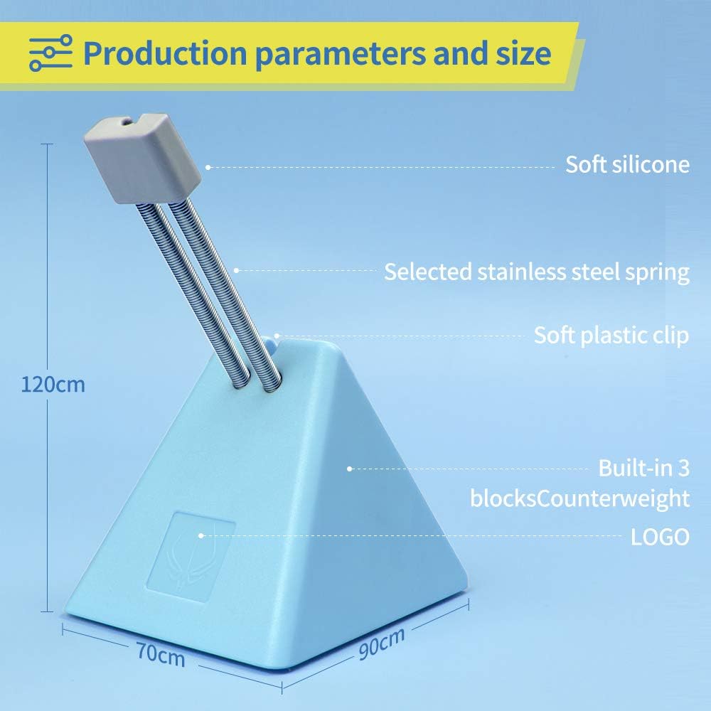 HOTLINEGAMES Mouse Bungee Mouse Cord Clip Cord Management System Fixer Holder for Esports FPS Game (3.0 Milk Blue)