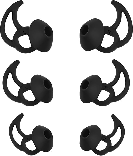 Earbud Replacement Tips Silicone Earbud Tips Ear Bud Covers Compatible with Bose Quietcomfort and Sport Headphone Ear Tips 3 Pairs S M L Black