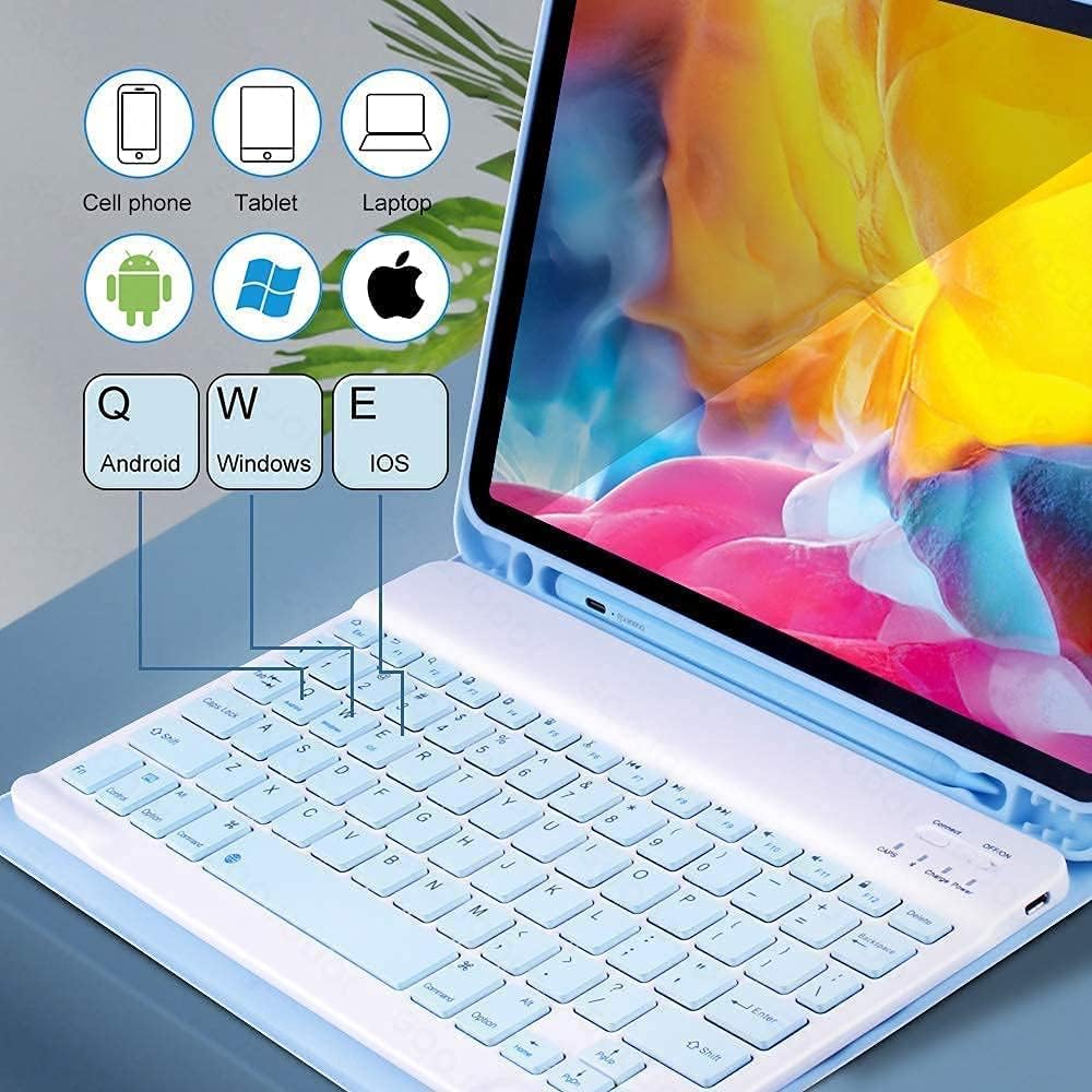 AnMengXinLing Keyboard Case for iPad mini 5 with Mouse, Detachable Wireless Bluetooth Keyboard Pencil Holder Slim Leather Smart Cover for iPad mini 5th Gen 2019,New Pink